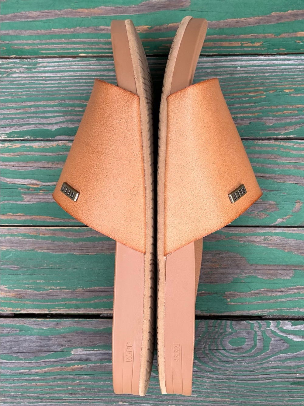 Reef Cushion Scout Saddle Natural Sandals Womens 9 Brown Vegan Leather Slides - Picture 4 of 15